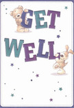 A spirited get well greeting fills this card with joyful energy-a cuddly bear, its plush fur gleaming in soft morning light, sits perched atop the vibrant 'GET', while a floppy, playful puppy smiles as it leans against the large 'WELL'. Their expressive faces, all kindness and hope, seem to offer a comforting embrace, much like the heartfelt blooms sent from Bow's neighbourhood florists. Pulsing shades of teal and deep indigo brighten the robust typography, radiating positivity against a clear cream canvas. Delicate, twinkling stars-miniature bursts of sapphire and lavender-float across the scene, echoing the optimism that flowers bring to familiar streets from Bow to the canalside paths. Subtle brushwork conveys inviting textures; you can almost sense the soothing softness-an emotional salve in illustrated form. As with a hand-delivered bouquet from Bow Flowers, every visual detail sings with sincerity and cheer, making this card the perfect companion on a loved one's journey to wellness in East London.